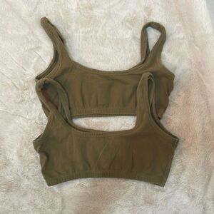 2 PRICED INDIVIDUALLY OMG ARQ wide strap bra size medium in olive green